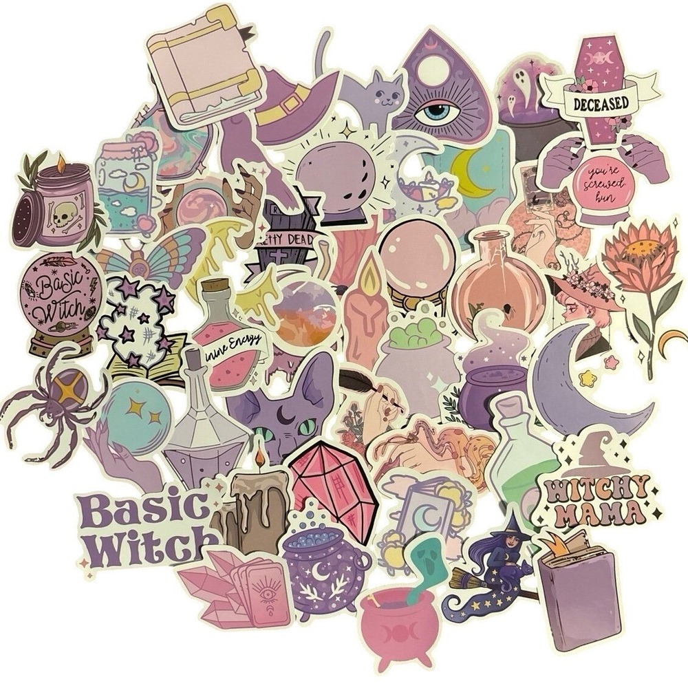 NEW 50pc High Quality Vinyl Witch Girly Aesthetic Stickers